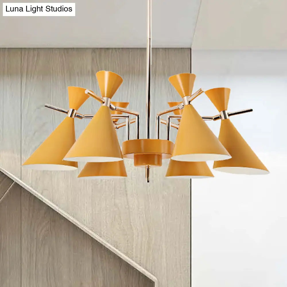 Nordic Style Metal Horn Chandelier With 6 Lights - Perfect For Girls Bedroom