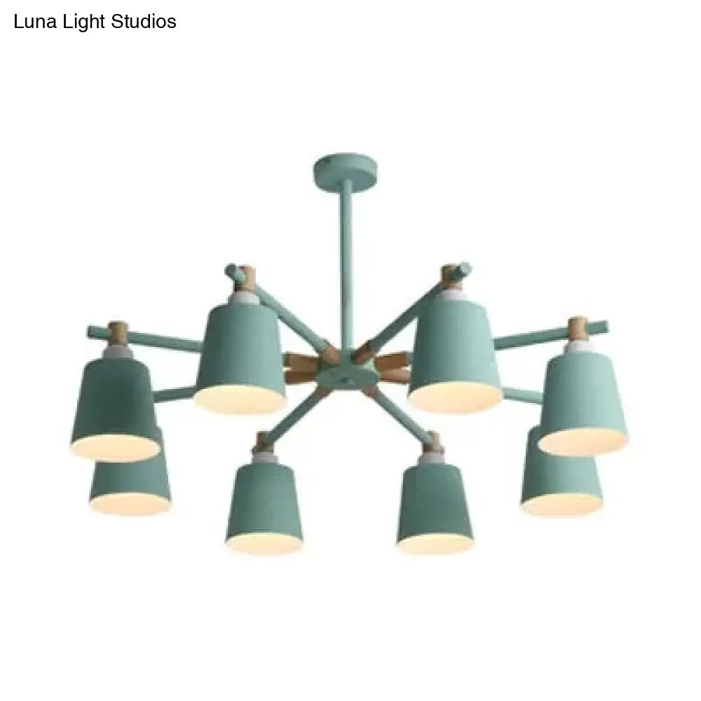 Nordic Style Multi-Head Chandelier For Game Room - Bucket Design With Metal Suspension Light