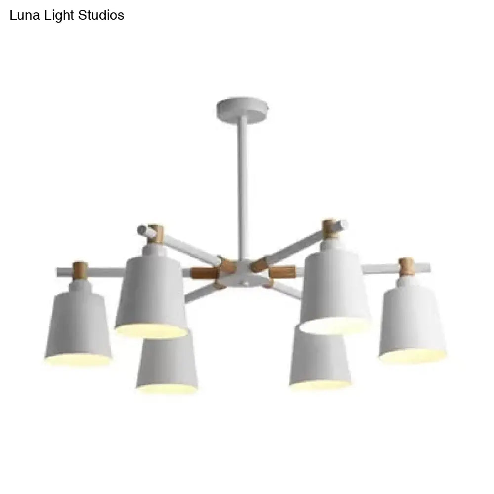 Nordic Style Multi-Head Chandelier For Game Room - Bucket Design With Metal Suspension Light