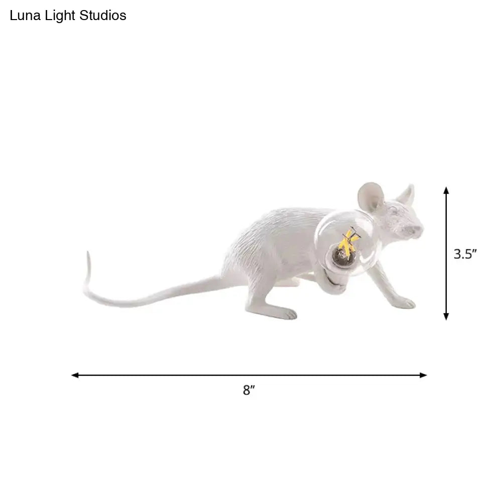 Nordic Style Resin Mouse Table Lamp With White Finish - 1 Head Restaurant Desk Lighting