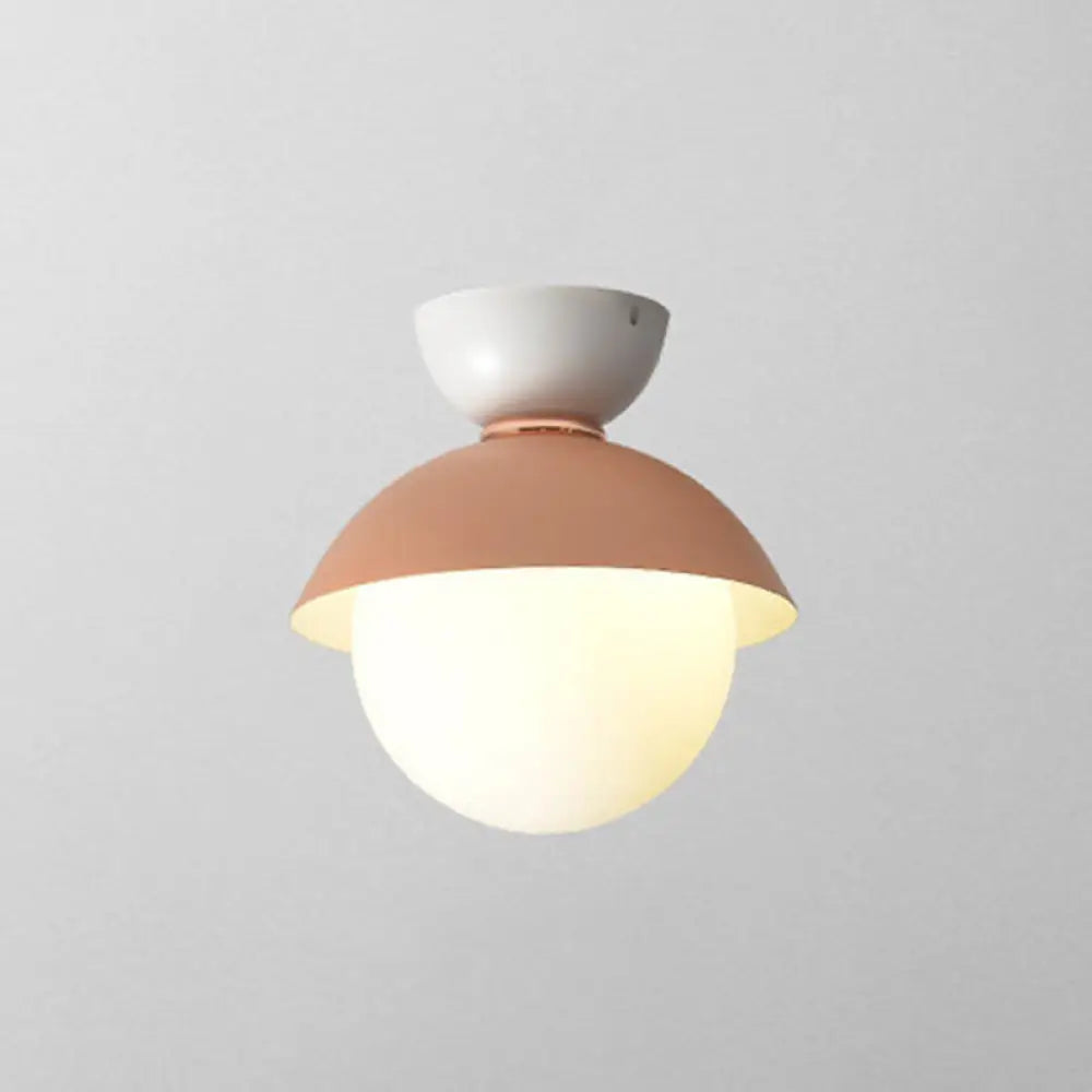 Nordic-Style Round Flush Mount Metal Ceiling Light Pink