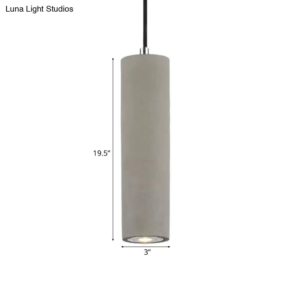 Nordic Style Tube Pendant Light In Grey - Warm/White
