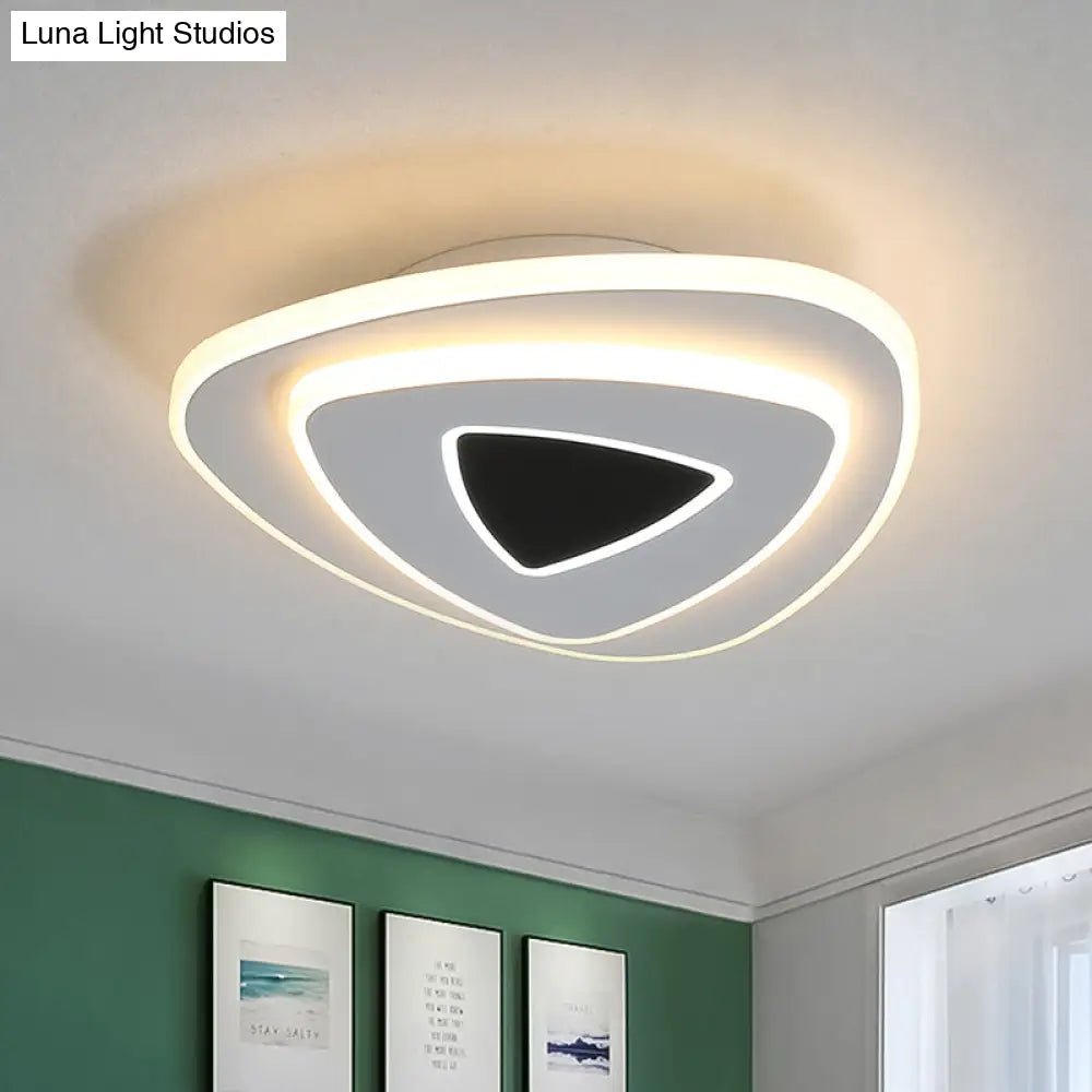 Nordic Triangle Flush Mount Led Ceiling Light In Black/White With Warm/White Lighting