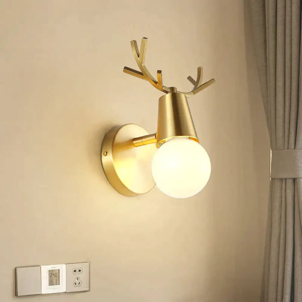 Nordic Wall Lamp Copper Antler Living Room Tv Background Creative Decoration Deer Children’s