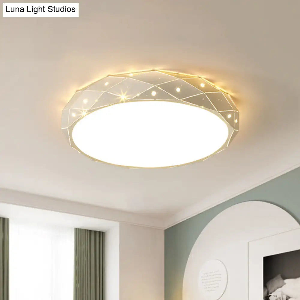 Nordic White Led Acrylic Ceiling Flush Mount Light Fixture - Laser Cut Rounded 18’/21.5’ Wide