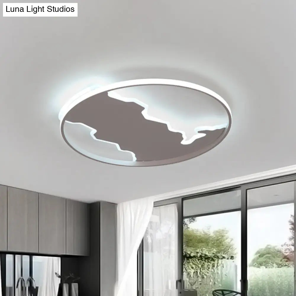 Nordic White Thin Loop Led Ceiling Light With Zigzag Panel Warm/White - 16.5’/20.5’ W