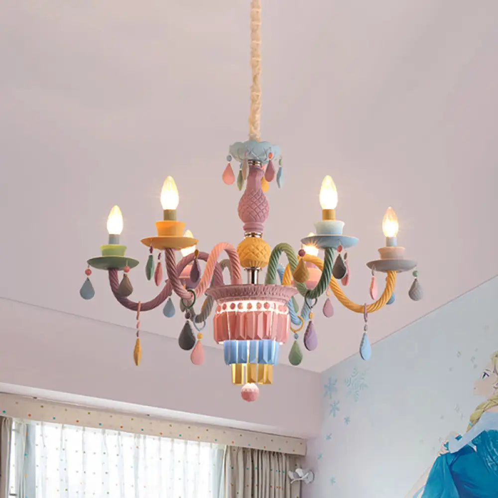 Nursing Room Chandelier: Multi-Color Pendant Light With Teardrop Glass For A Welcoming Foyer 6 /