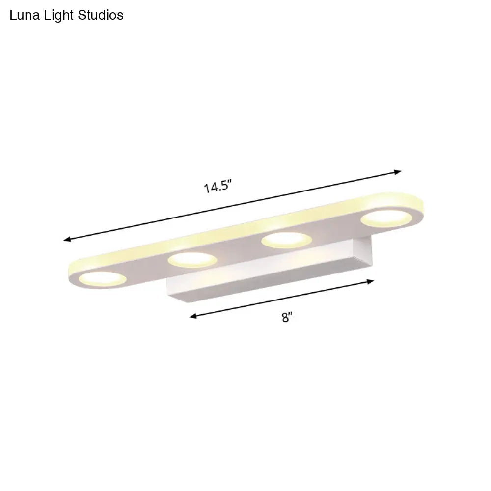 Oblong Bathroom Led Vanity Light Acrylic 4/6 Lights Simplicity Wall Mounted Mirror Lighting In