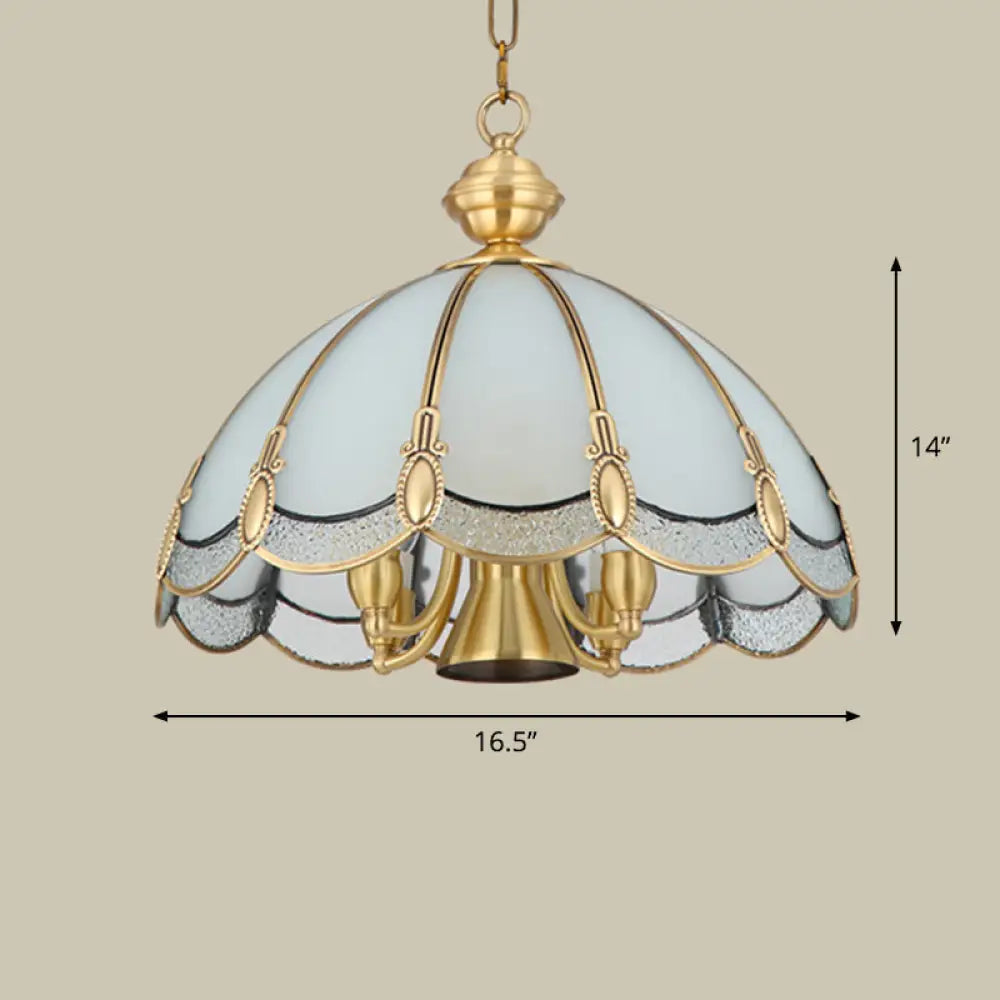 Opal Glass Gold Chandelier Umbrella Pendant Light Fixture For Dining Room 5 /
