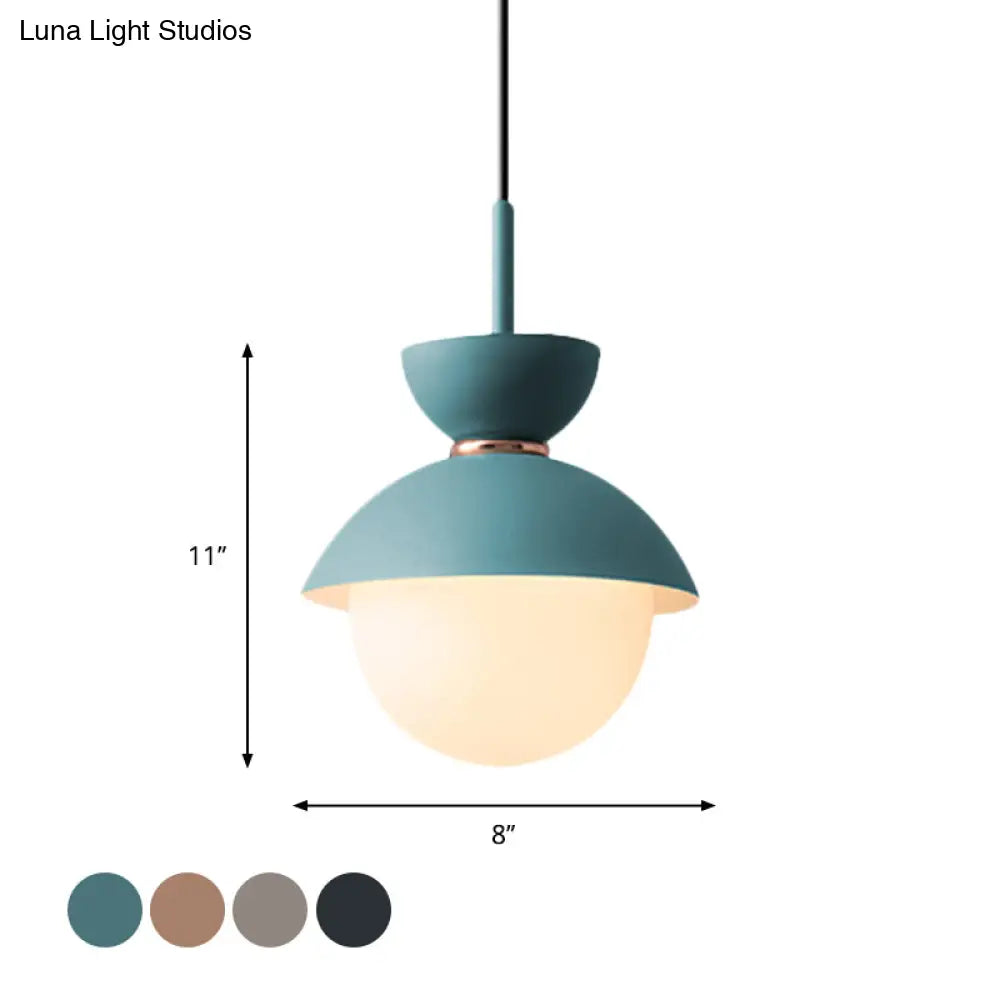 Opal Glass Hourglass Pendant Light With 1 Bulb - Ideal For Restaurants Available In Blue Pink And
