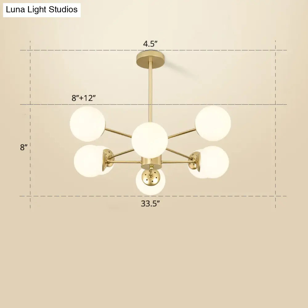 Opal Glass Radial Chandelier - Postmodern Pendant Light For Living Room