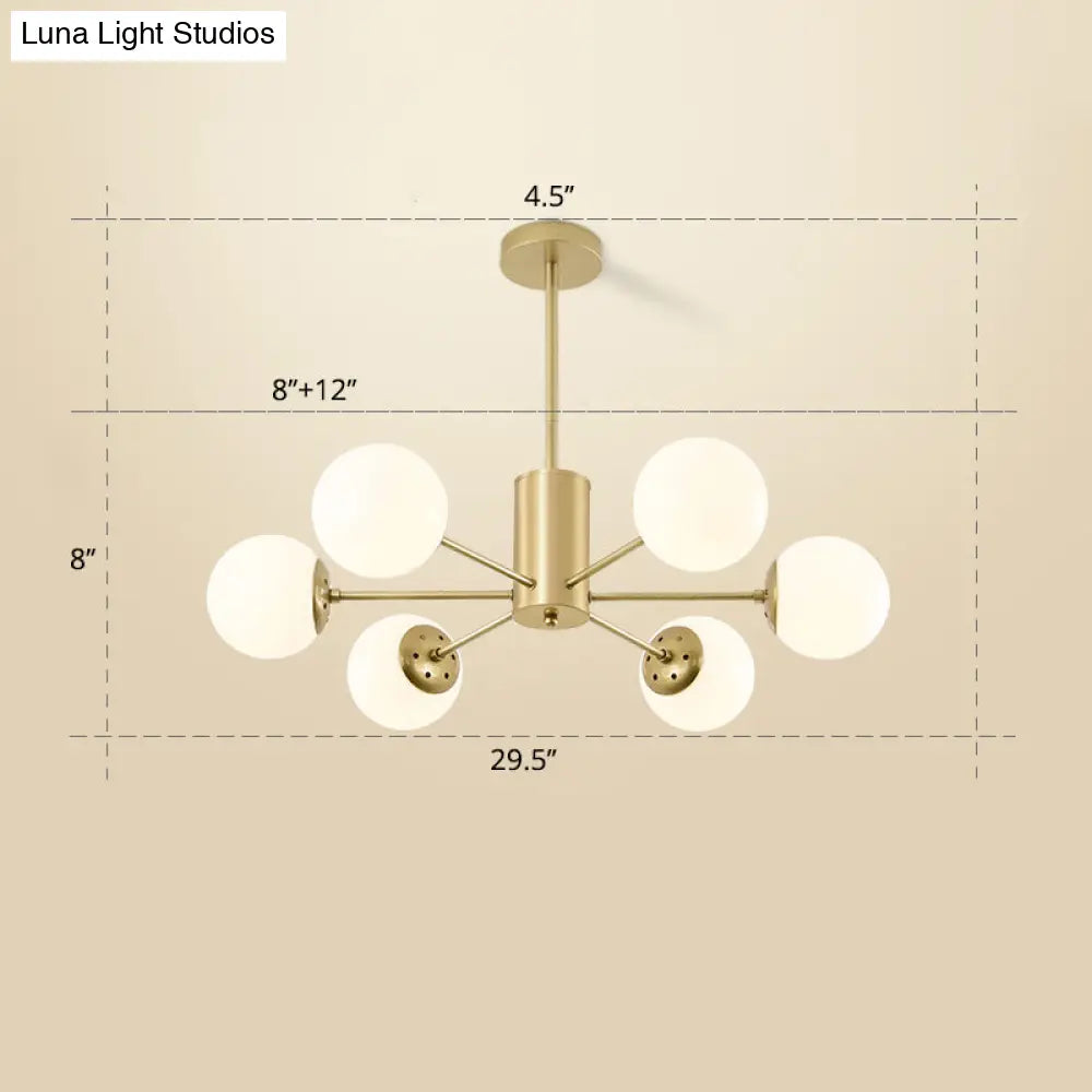 Opal Glass Radial Chandelier - Postmodern Pendant Light For Living Room
