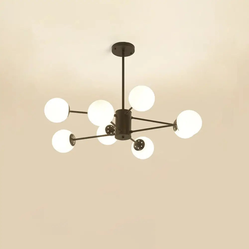 Opal Glass Radial Chandelier - Postmodern Pendant Light For Living Room 8 / Black