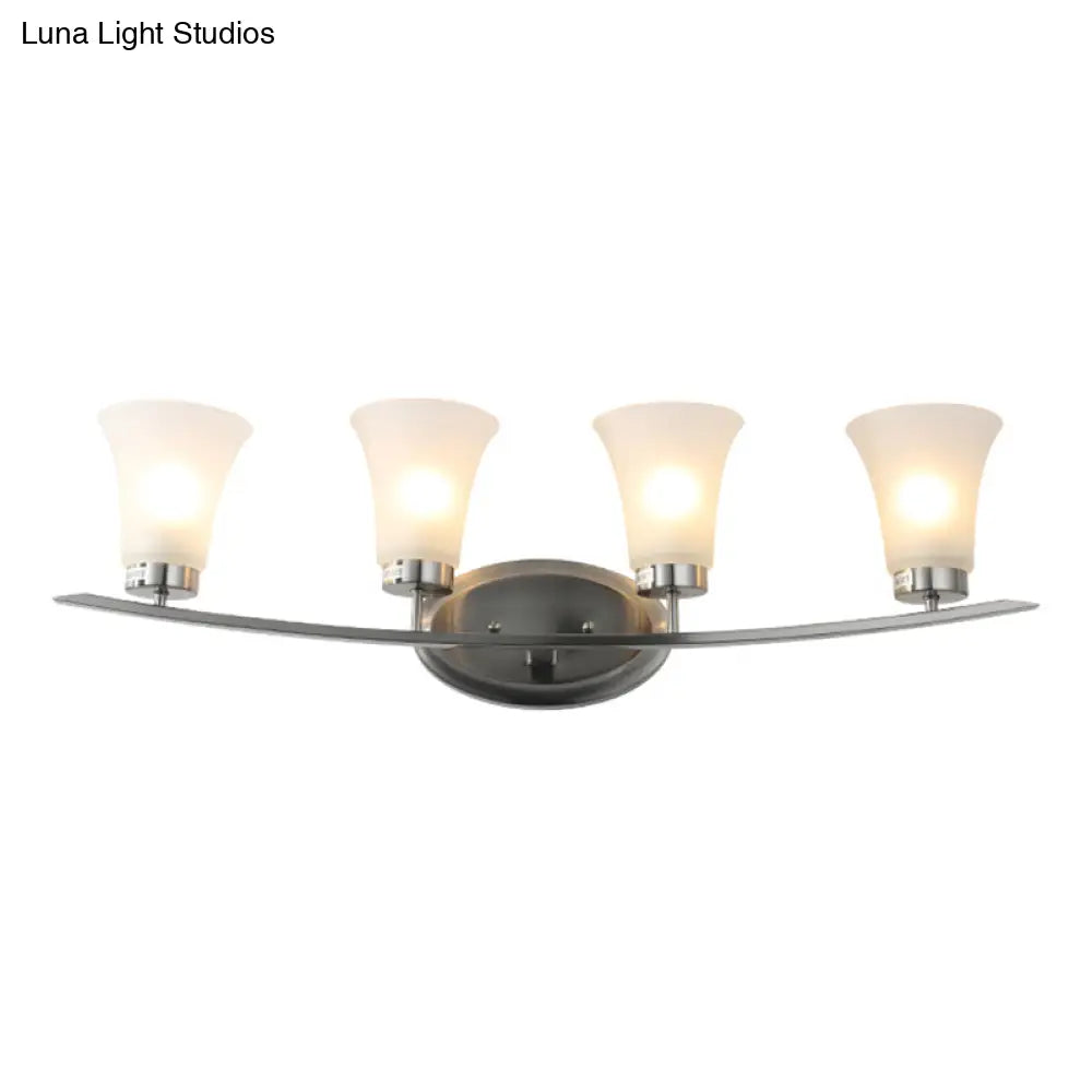 Opal White Glass Wall Sconces - 4 American Simplicity Lights For Bathroom Vanity