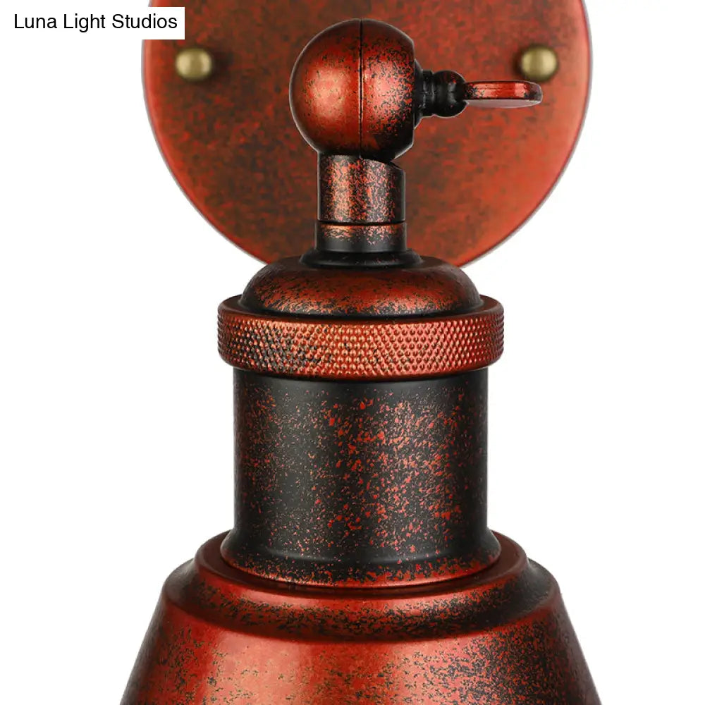 Outdoor Farmhouse Style Wrought Iron Wall Lamp: Black/Rust 1 Head Adjustable Sconce Light