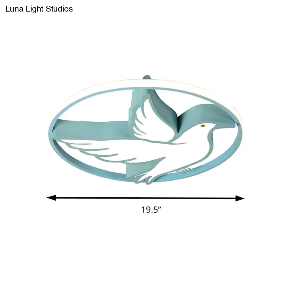 Peace Pigeon Acrylic Ceiling Light With Led Ring: Perfect For Living Rooms And Animal Lovers