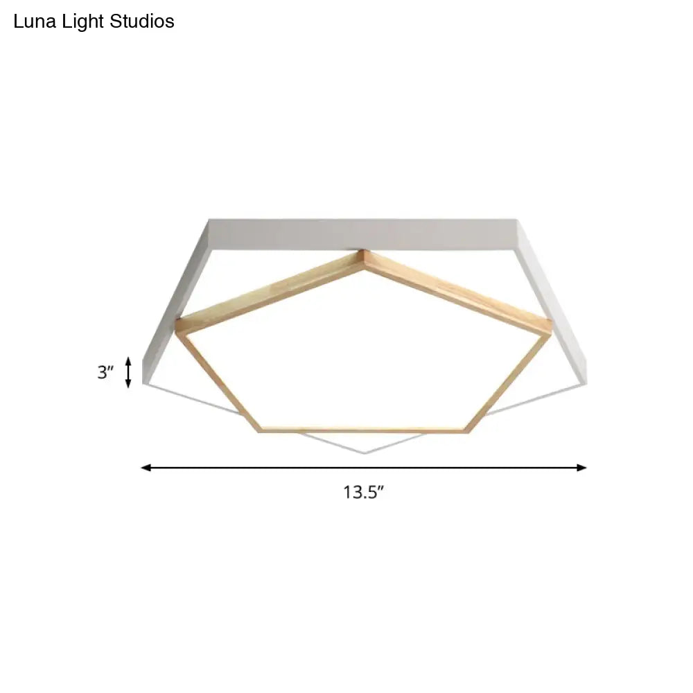 Pentagon Led Flush Mount Lamp In Acrylic Grey/White - 3 Color Options And Sizes Available