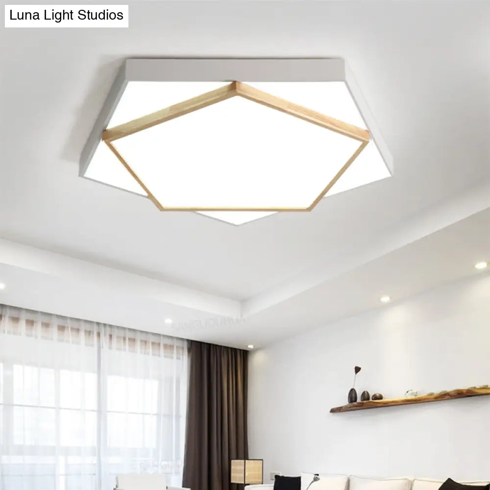 Pentagon Led Flush Mount Lamp In Acrylic Grey/White - 3 Color Options And Sizes Available
