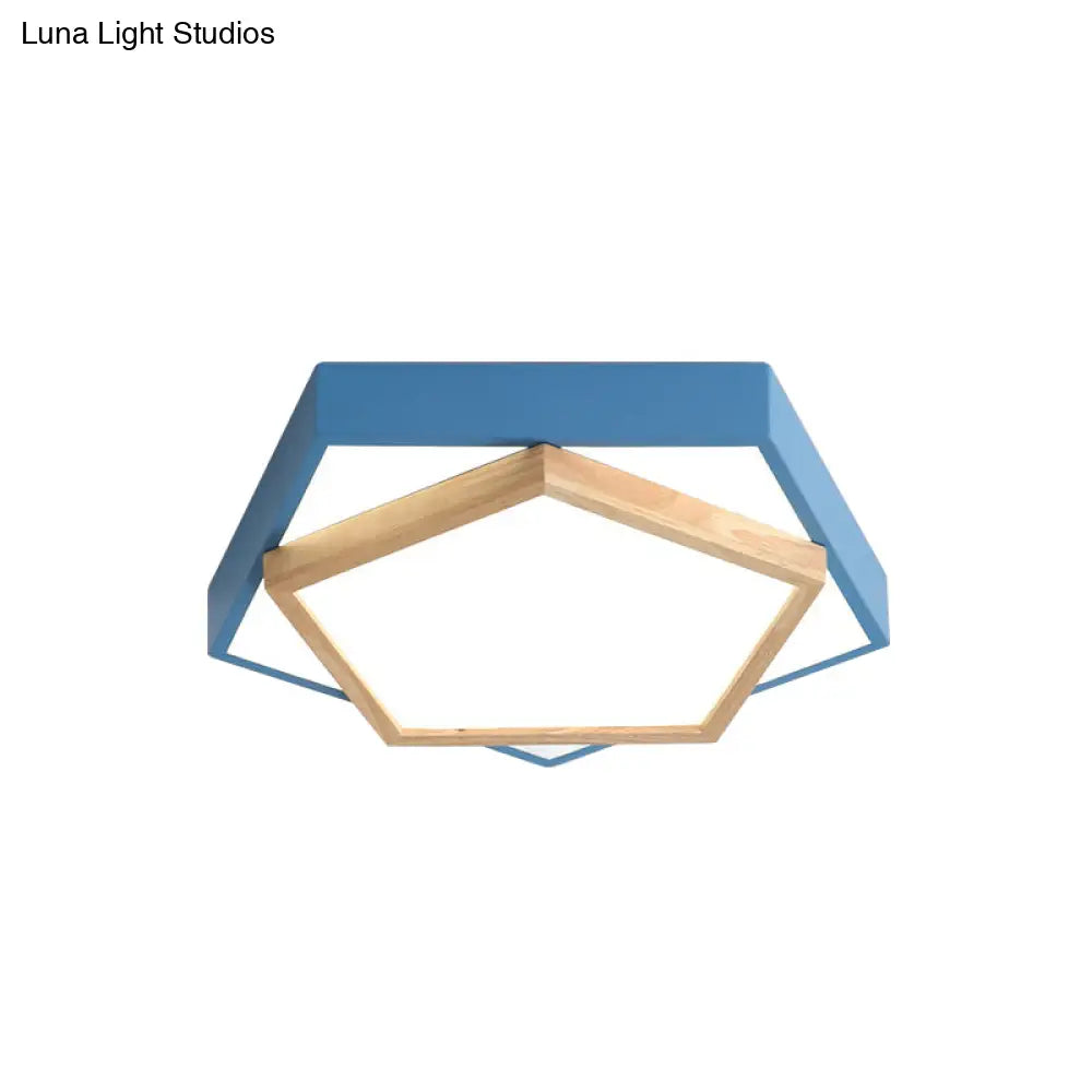 Pentagon Macaron Acrylic Led Flush Mount Lamp In White/Warm/Natural Light - Sizes 14’/18’/21.5