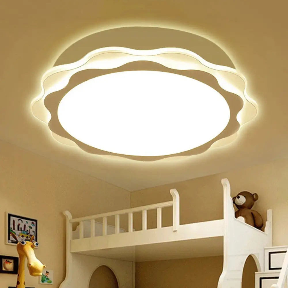 Petite Slim Petal Blossom Flush Led Ceiling Light: Acrylic White Lamp For Kindergarten