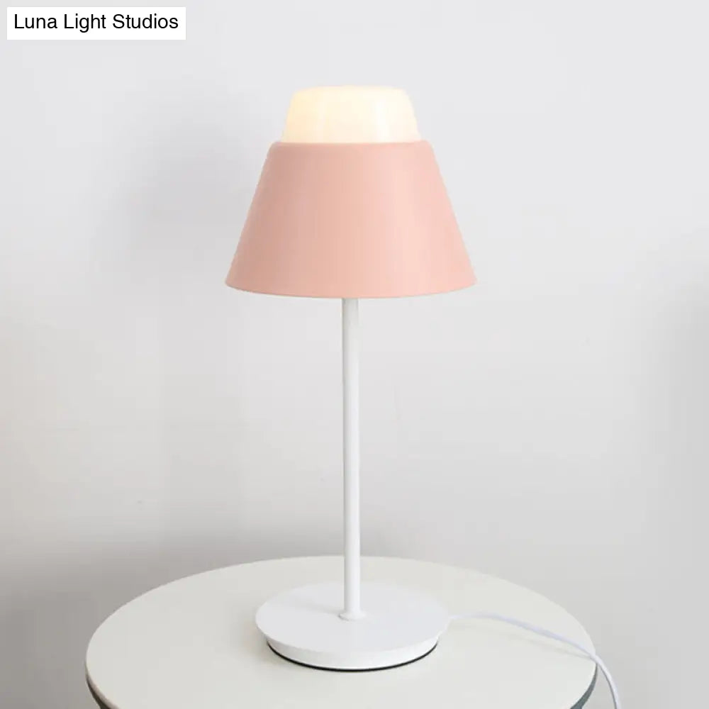 Pink/Blue Cone Night Table Lamp With Modernist Design - Ideal For Study Room