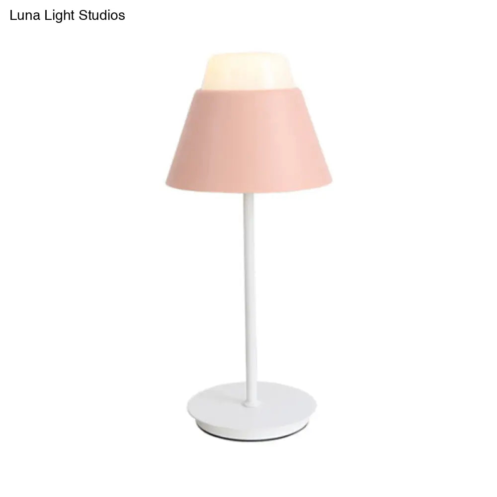 Pink/Blue Cone Night Table Lamp With Modernist Design - Ideal For Study Room