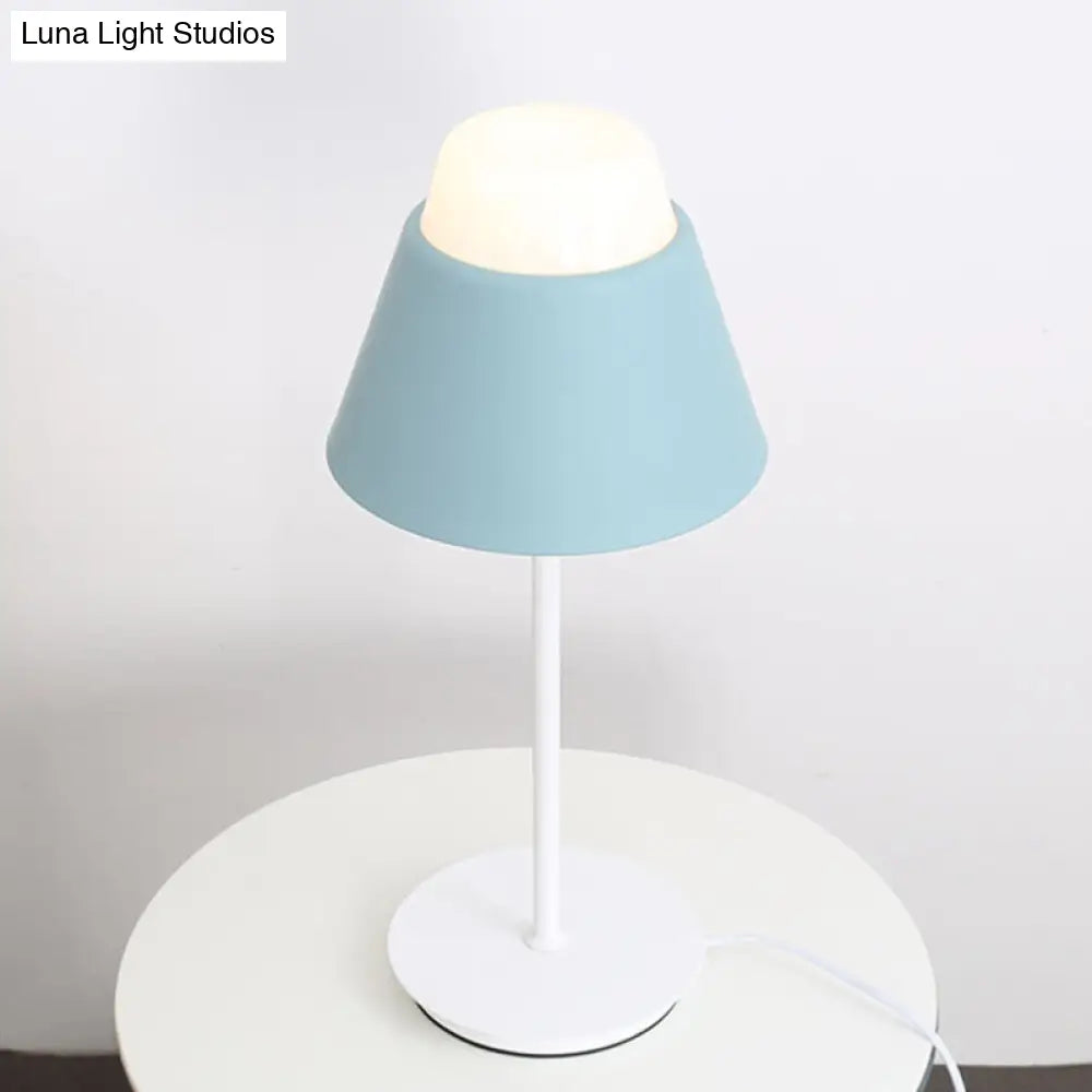 Pink/Blue Cone Night Table Lamp With Modernist Design - Ideal For Study Room