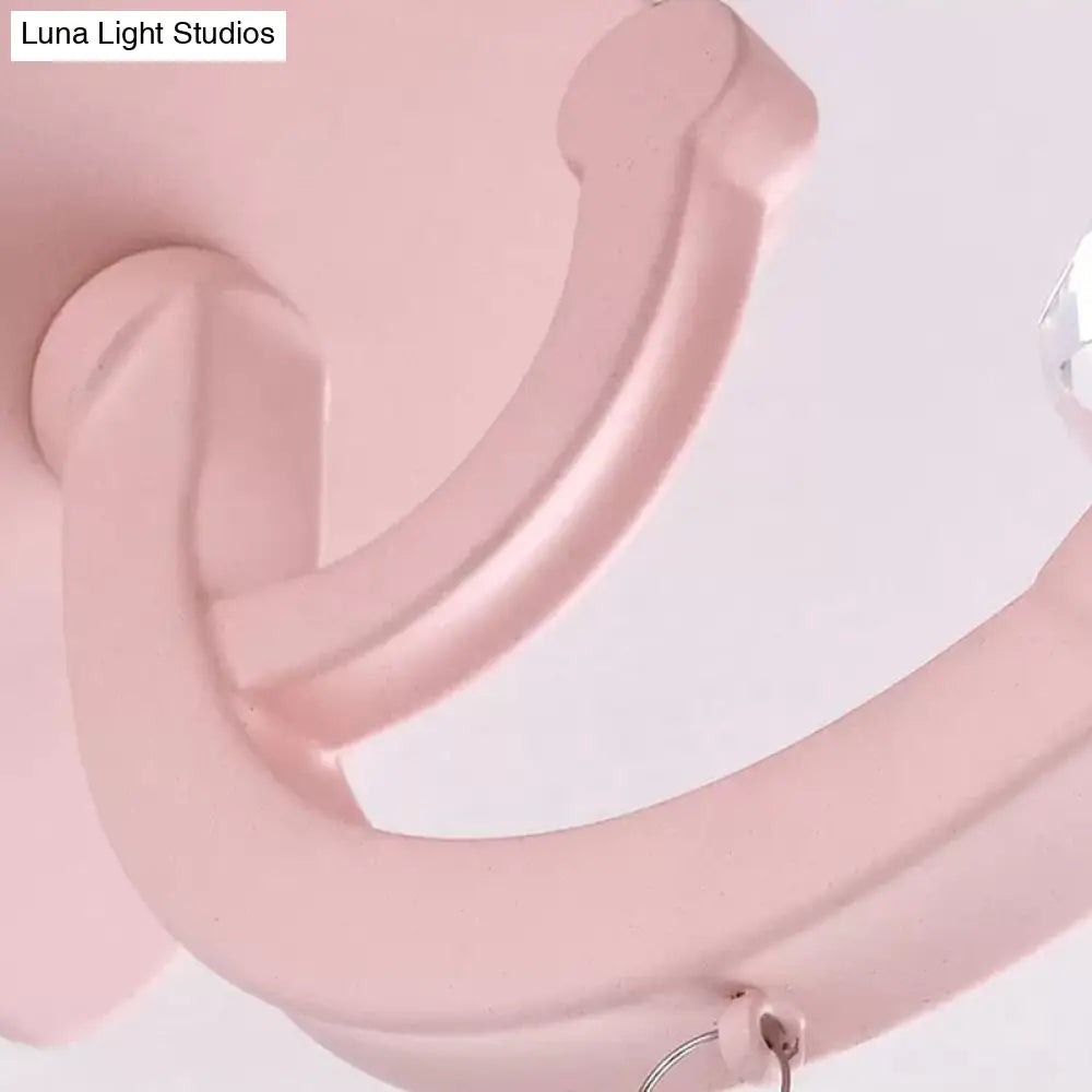 Pink Fabric And Crystal Wall Sconce For Girls Bedrooms Or Kids Rooms