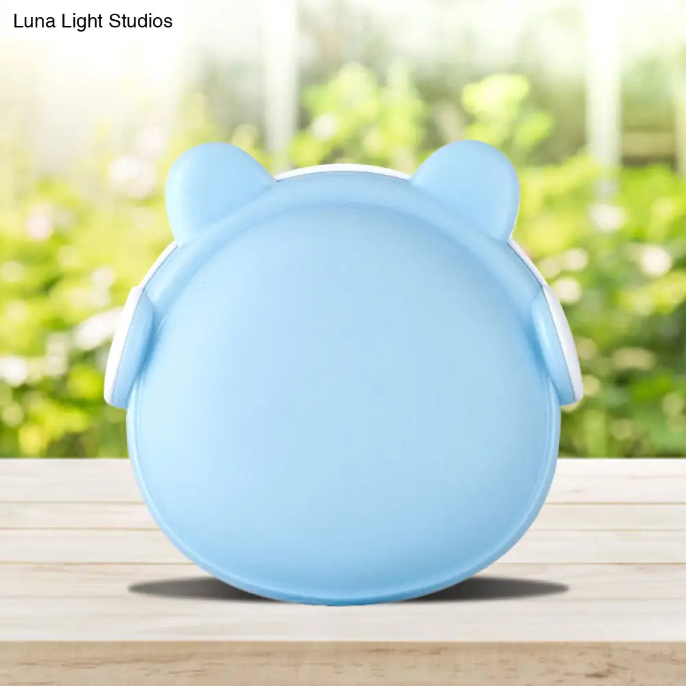 Plastic Wall Nightlight - Cartoon Bear Design With Light Sensor And Led Pink/Blue/White