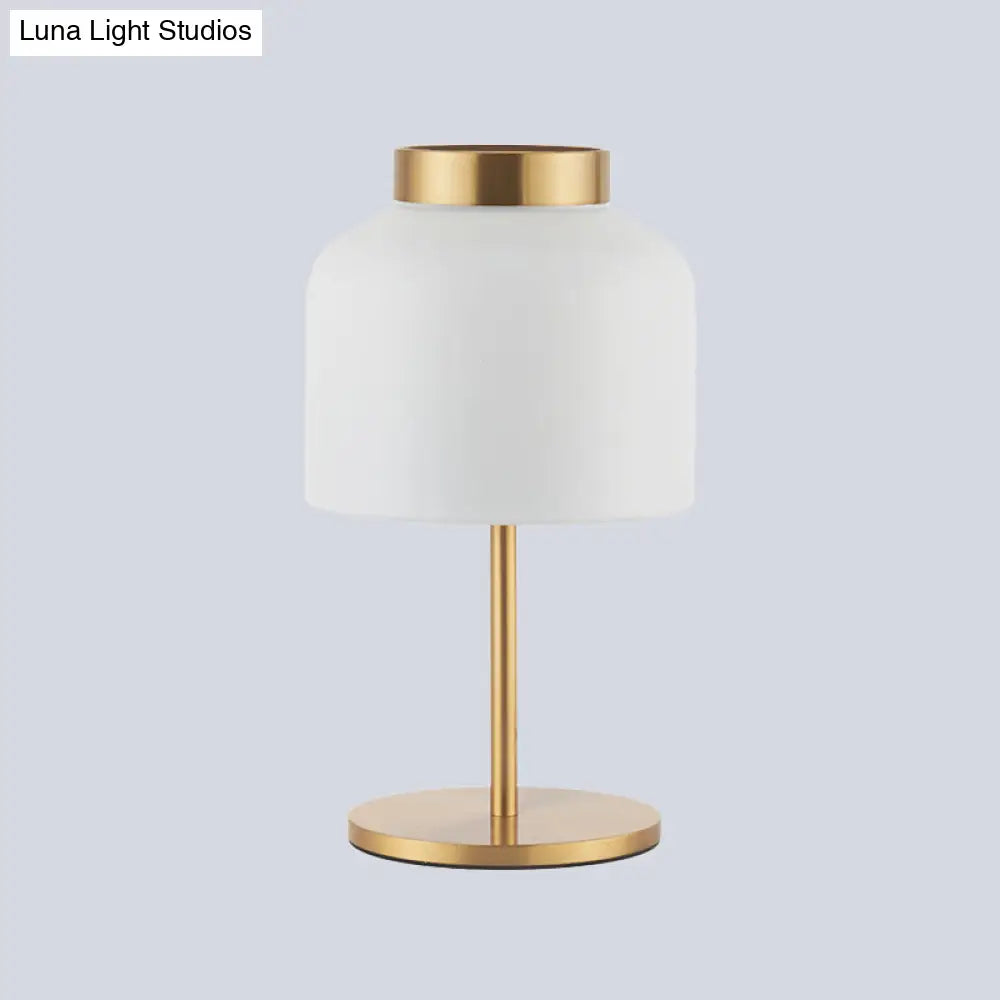 Post-Modern Metal Nightstand Lamp With White/Blue 1 Bulb For Dining Room