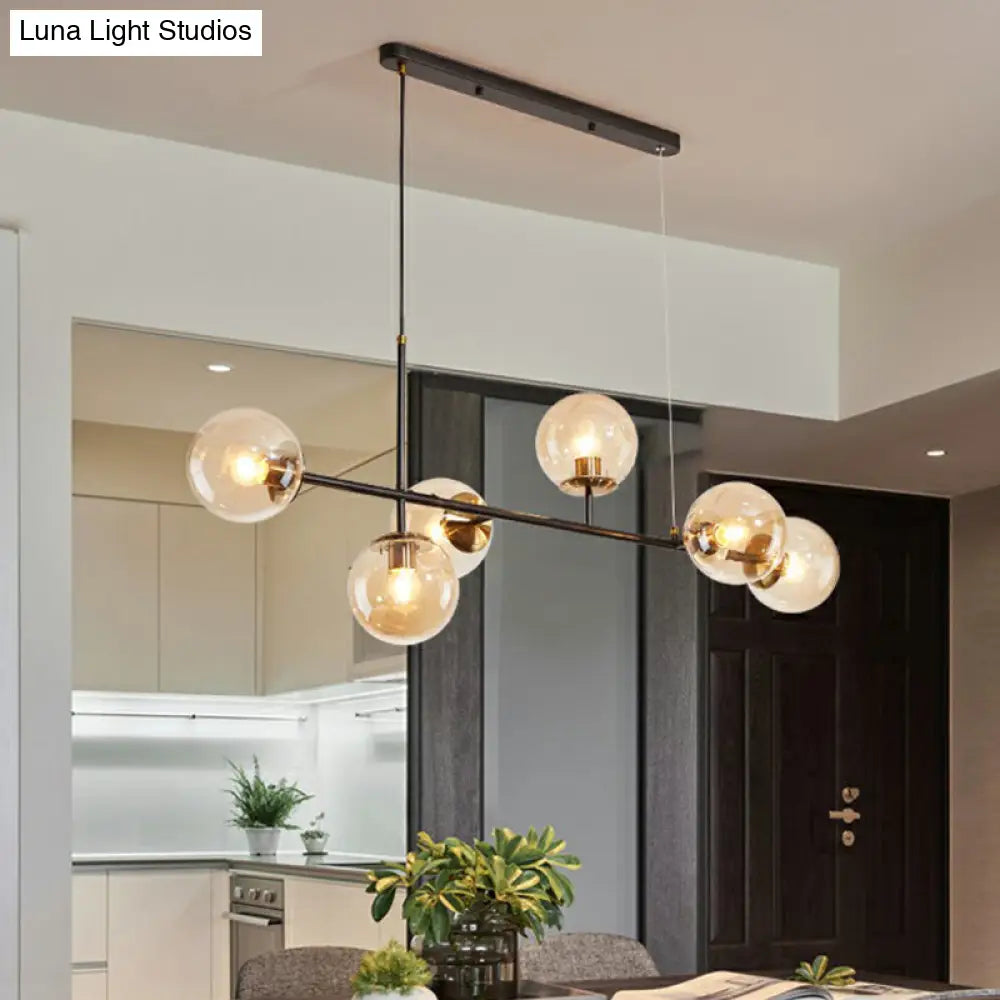 Postmodern 6-Light Island Lamp With Glass Ball Shades For Dining Rooms