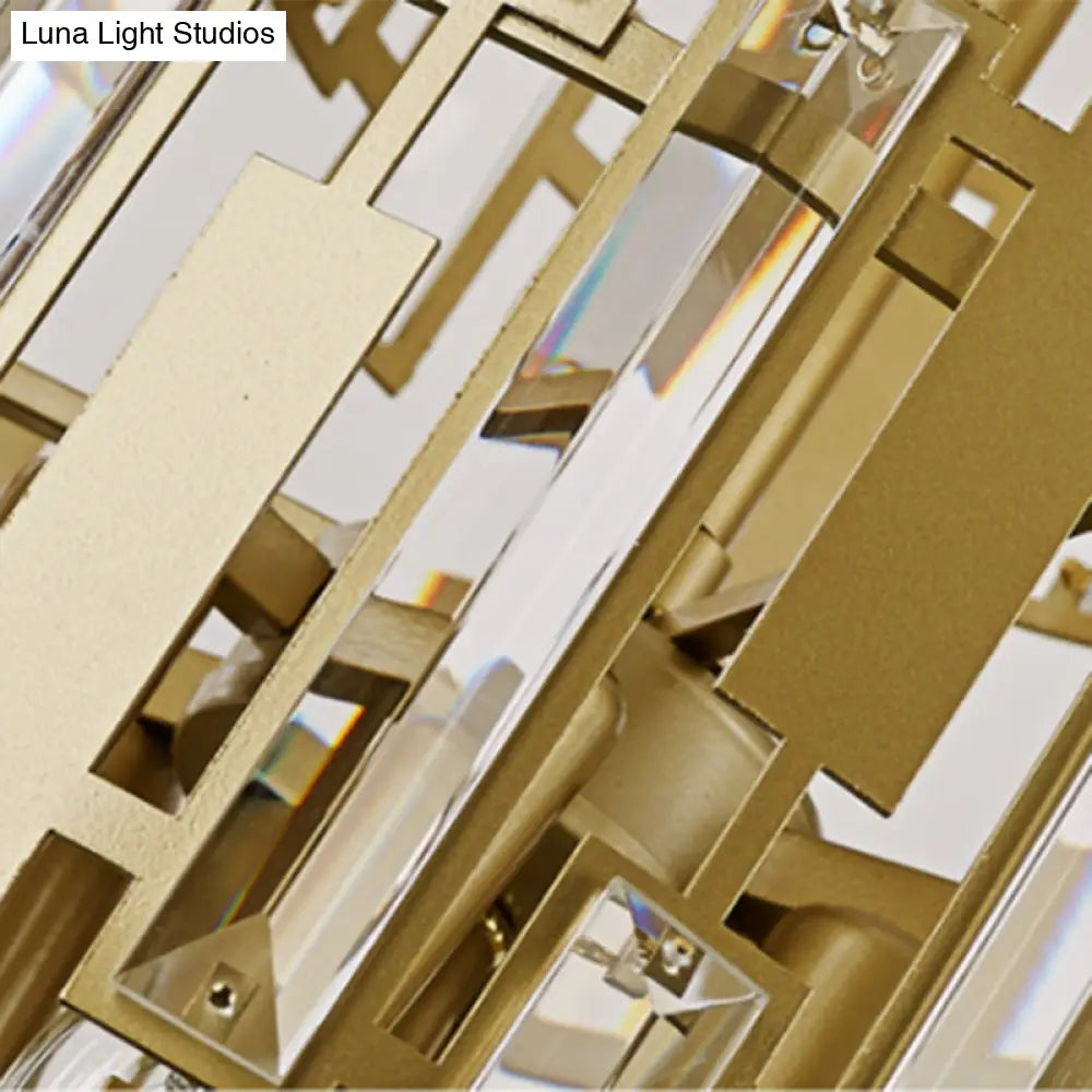 Postmodern Crystal Block Wall Light Fixture: 1 Gold Mount For Living Room