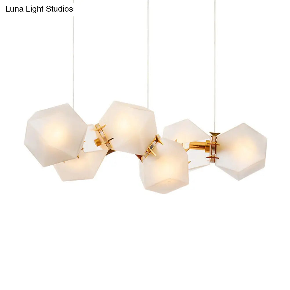 Postmodern Geometric Frosted Glass 6/8/10 Head Gold Hanging Chandelier for a Stylish Lighting Solution Pendant Lighting