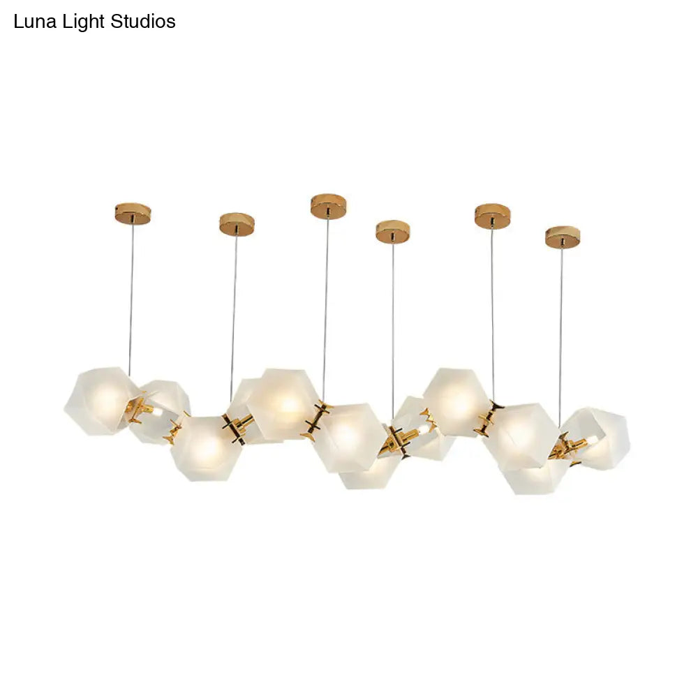Postmodern Geometric Frosted Glass 6/8/10 Head Gold Hanging Chandelier for a Stylish Lighting Solution Pendant Lighting