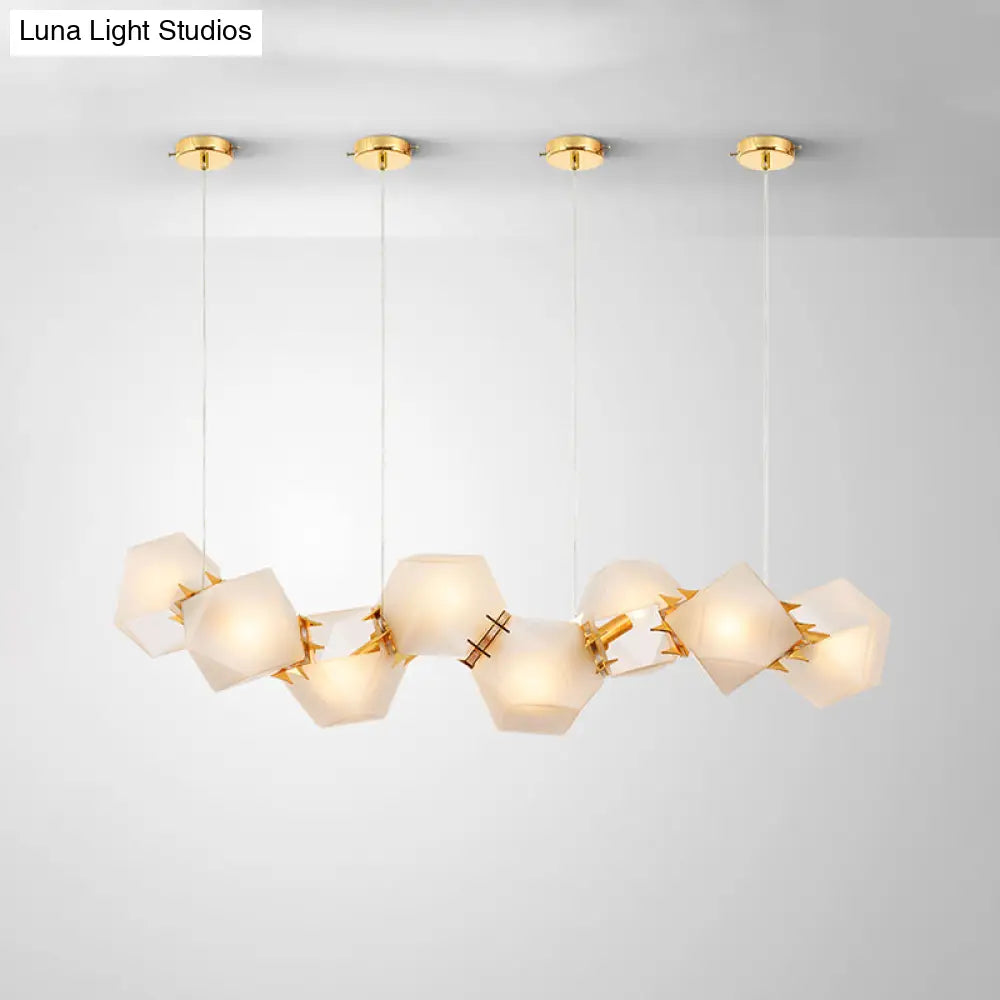 Postmodern Geometric Frosted Glass 6/8/10 Head Gold Hanging Chandelier for a Stylish Lighting Solution Pendant Lighting