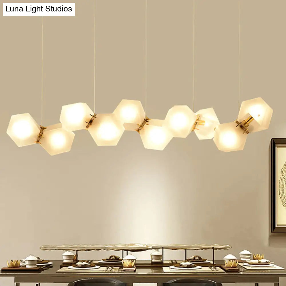 Postmodern Geometric Frosted Glass 6/8/10 Head Gold Hanging Chandelier for a Stylish Lighting Solution Pendant Lighting