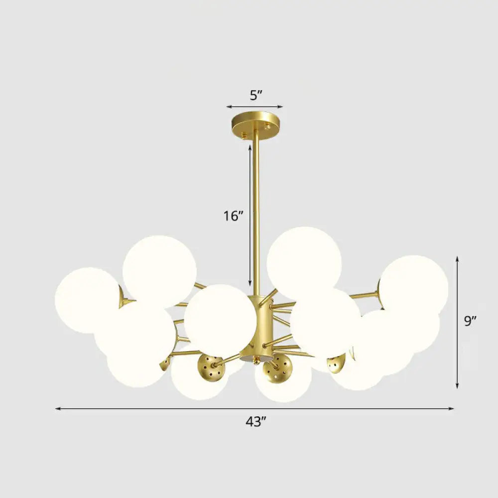 Postmodern Gold Glass Ball Chandelier - Stylish Suspension Lighting For Living Room 16 / Cream