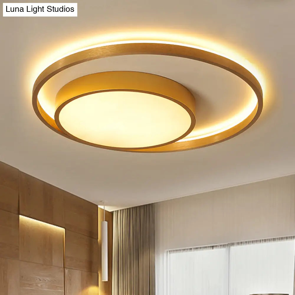 Postmodern Gold Metal Circular Ceiling Light Fixture - 16’/23.5’ Wide Led Flush In Warm/White