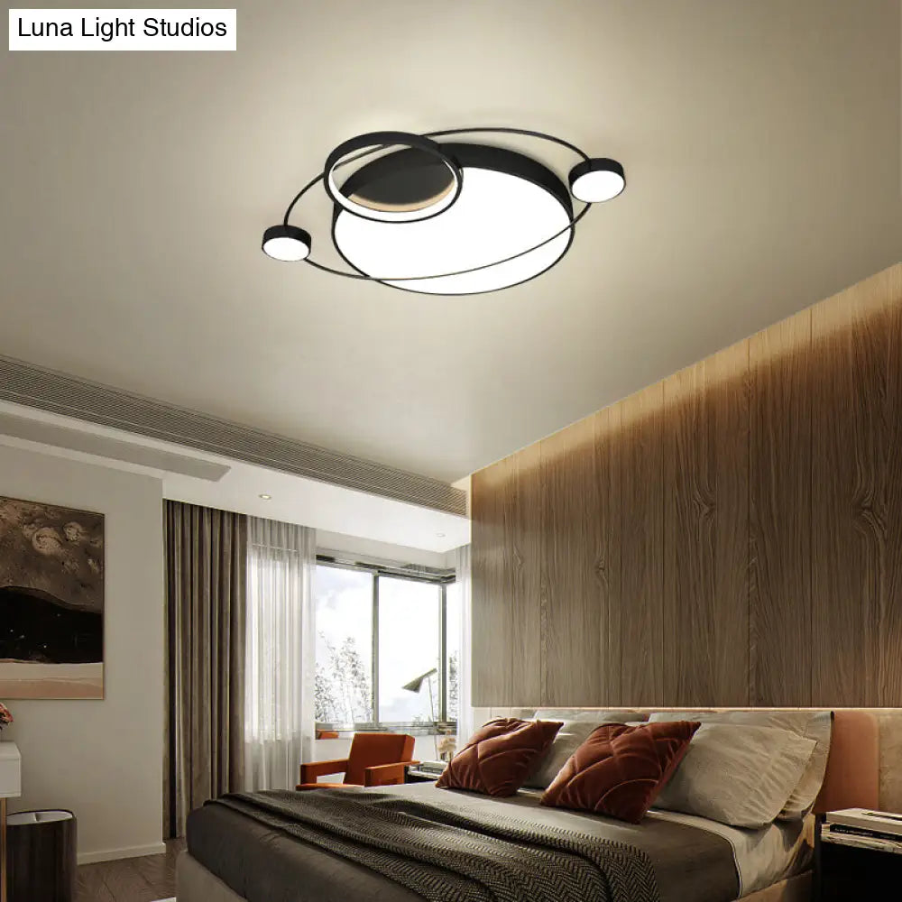 Postmodern Led Ceiling Flush Mount Light - Orbit - Shaped Metal Fixture For Bedrooms
