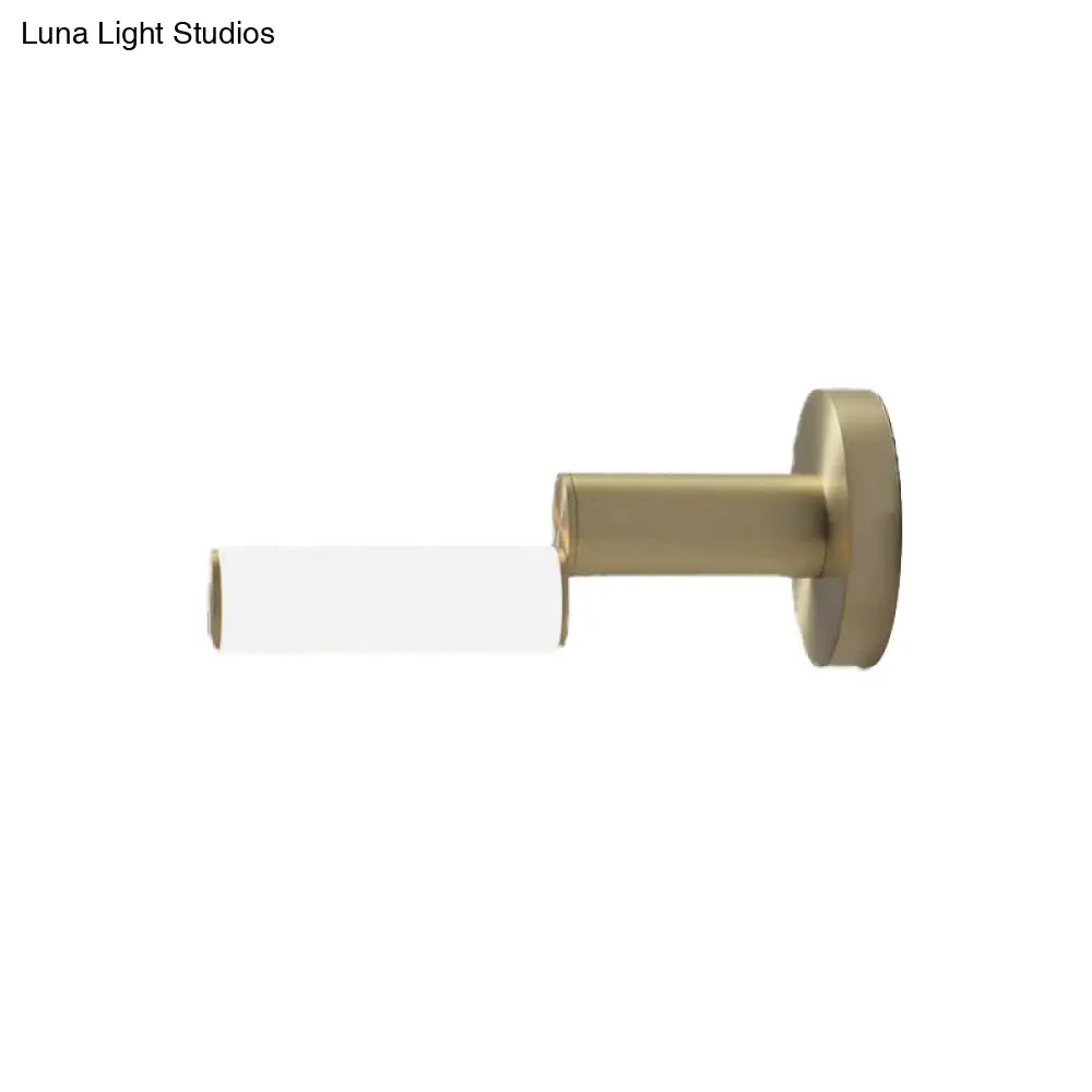 Postmodern Led Wall Sconce Light With Gold Metal Frame And Pipe Acrylic Shade For Bedroom