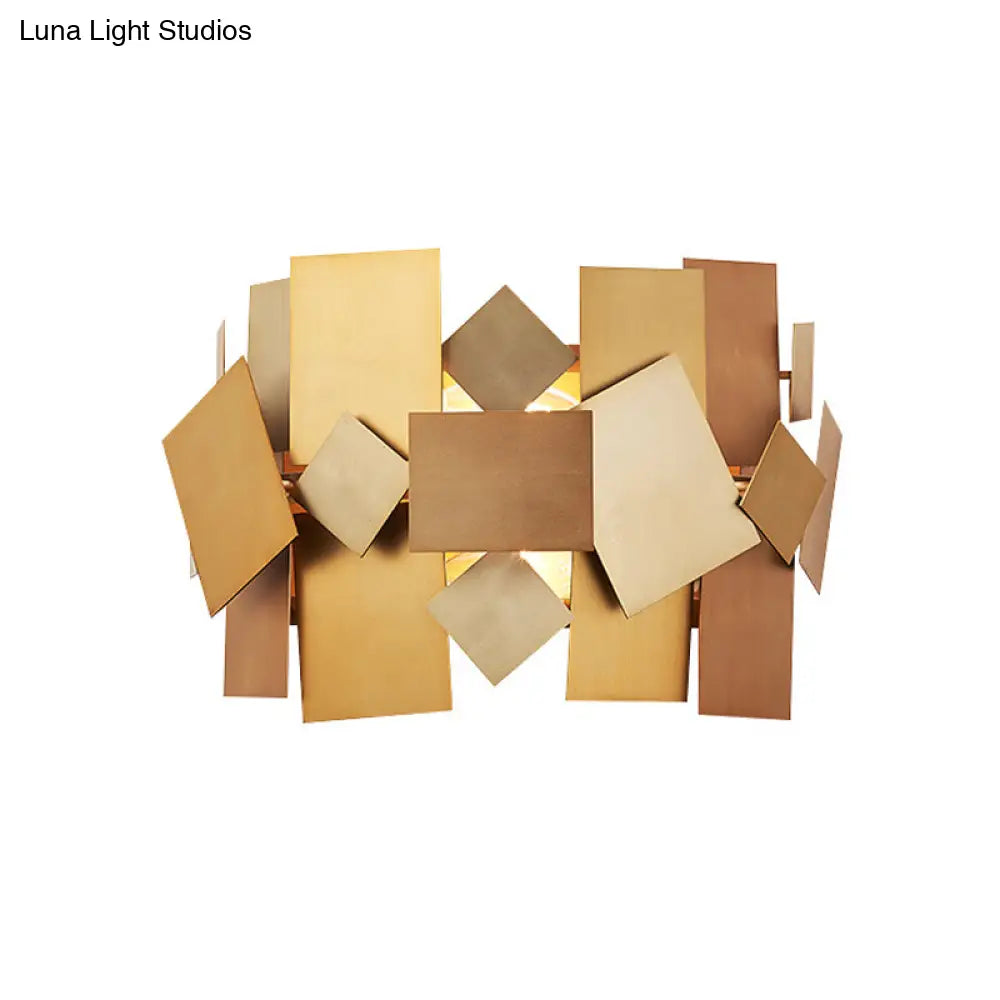 Postmodern Metal Stacked Panel Sconce Light Fixture - 1 Gold Finish Wall Lamp For Living Room