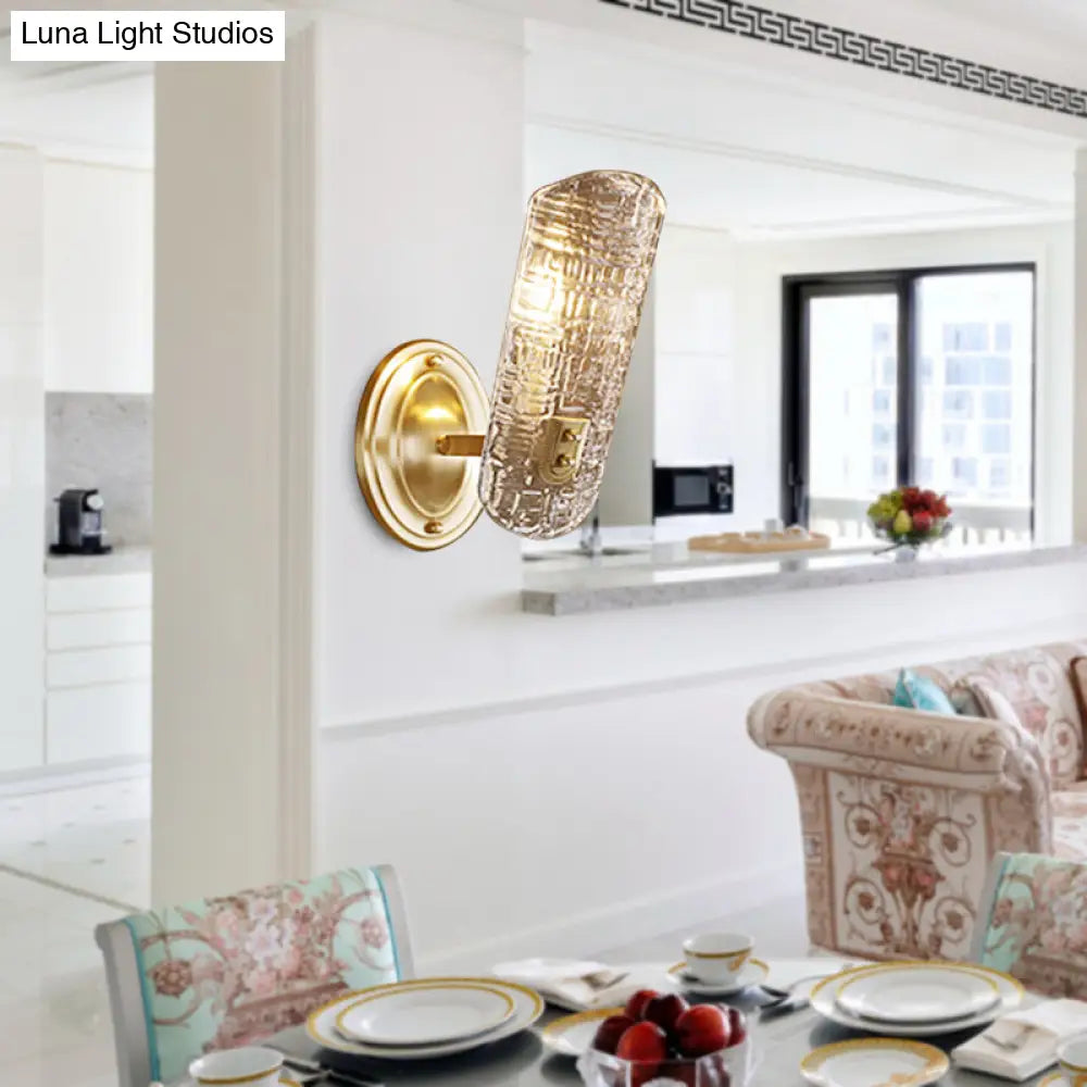 Prism Crystal Wall Sconce With 1/2 Lights - Brass Mount For Corridors