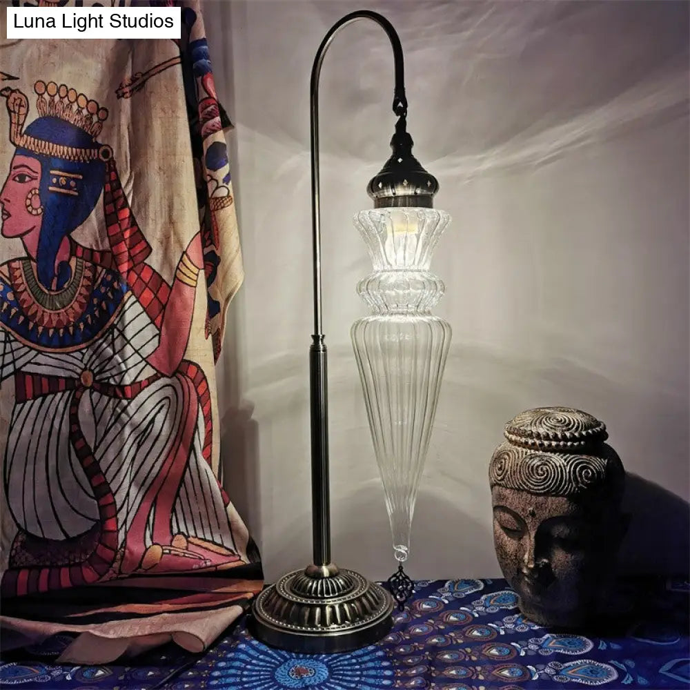 Prismatic Glass Bronze Nightstand Lamp - Art Deco Gourd/Fish Bedroom Night Light