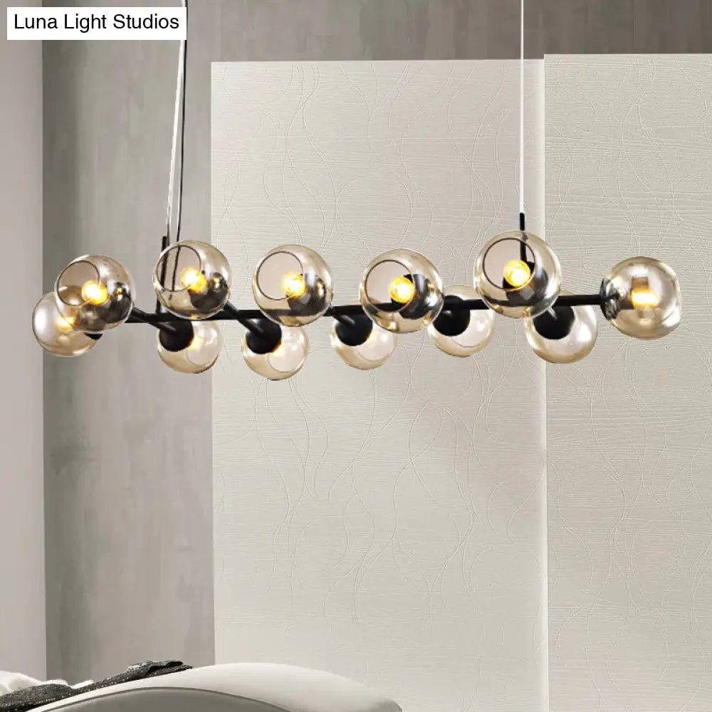 Radial Glass Chandelier - Modern Black/Gold Suspension Lamp (8/12 Lights)