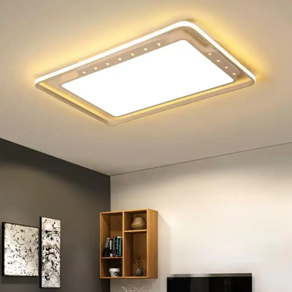 Rectangular Ceiling Light Fixture In Black/White - Simple Acrylic Flush Mount For Living Room With