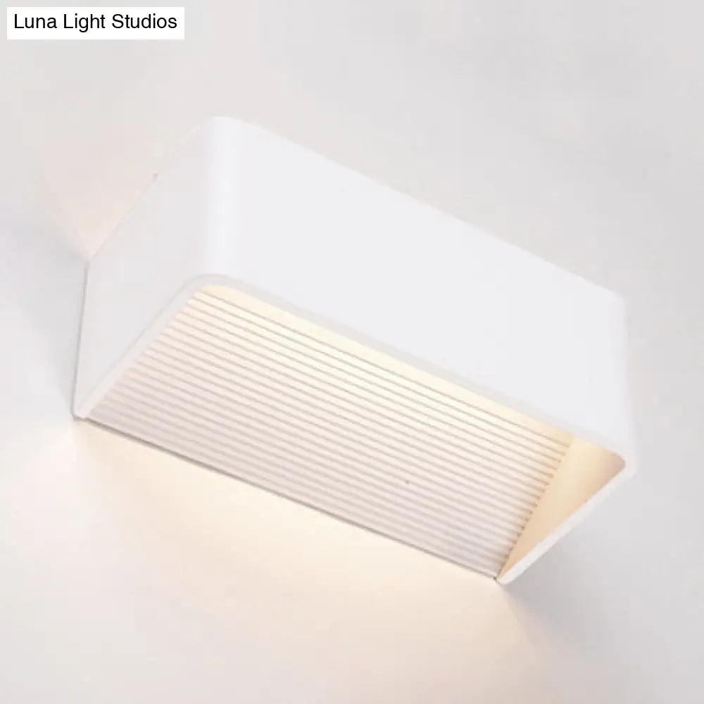 Rectangular Metal Wall Mounted Lamp - Modernist 8/12 Wide Led Up & Down Lighting In Gold/Black/White
