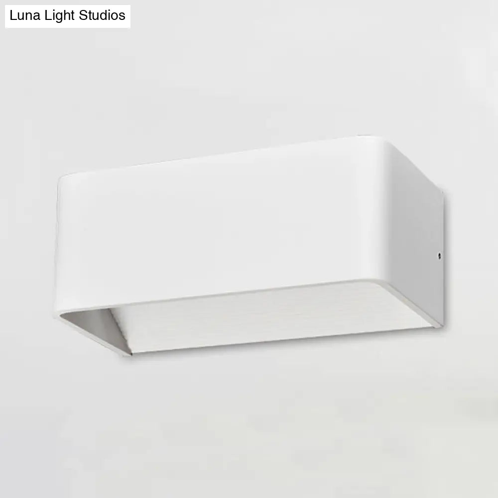 Rectangular Metal Wall Mounted Lamp - Modernist 8/12 Wide Led Up & Down Lighting In Gold/Black/White