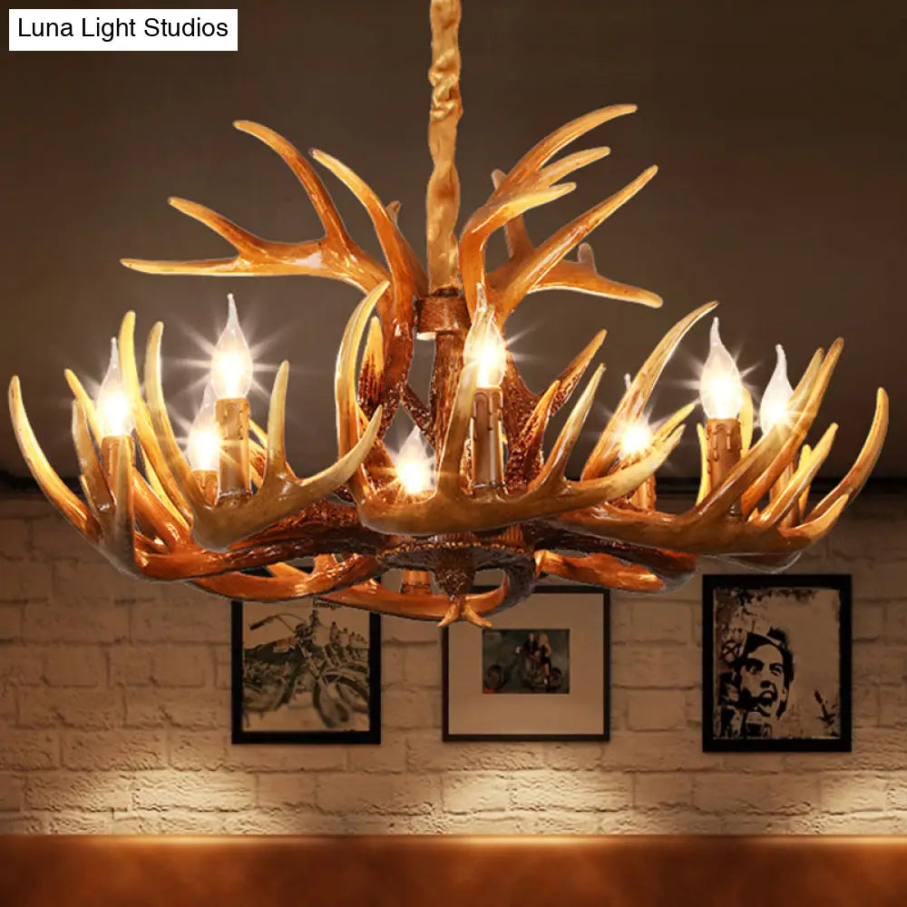 Resin Deer Horn Suspension Light - Traditional Chandelier For Restaurants