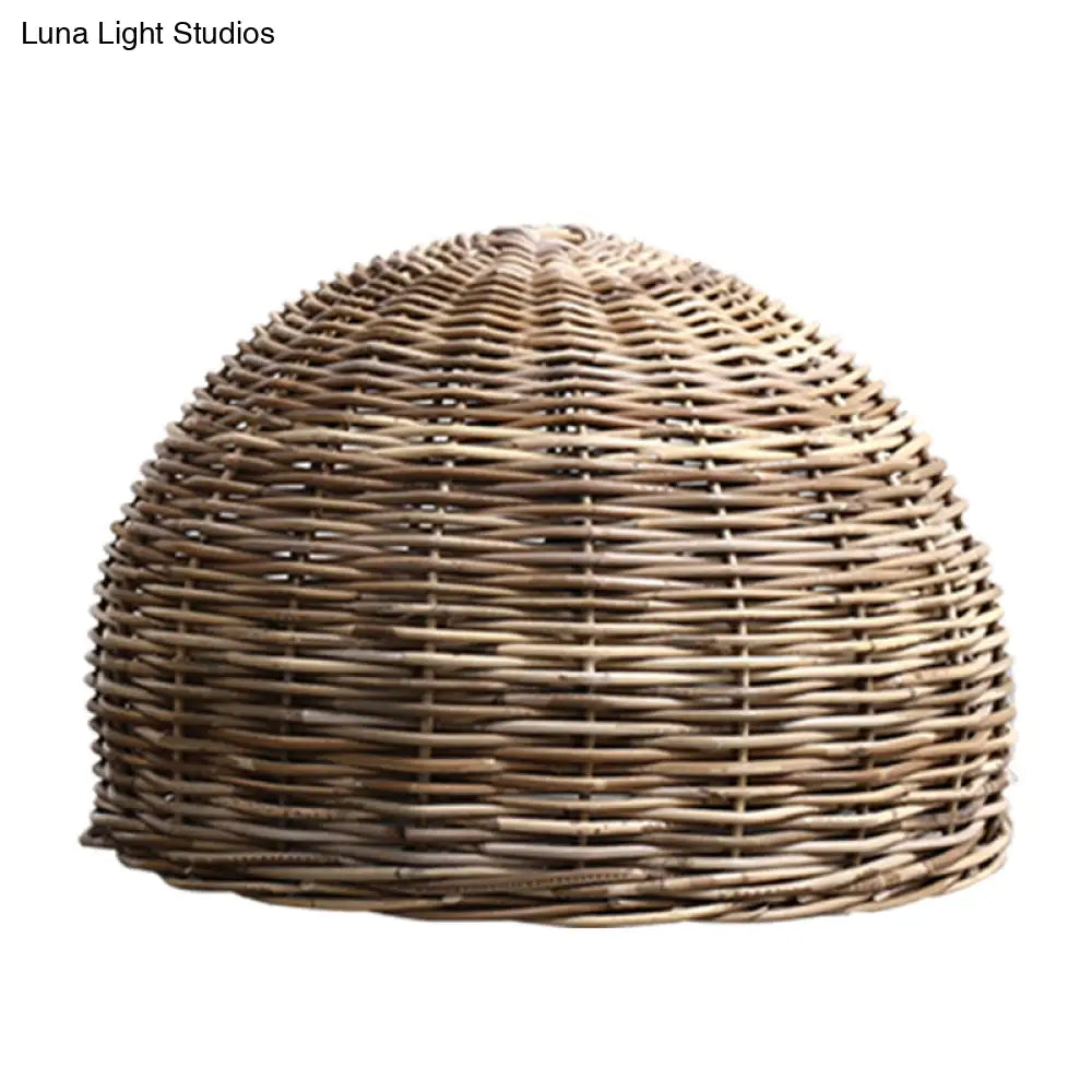 Retro Hand-Woven Rattan Bird Nest Shade Coffee Shop Hanging Light Fixture