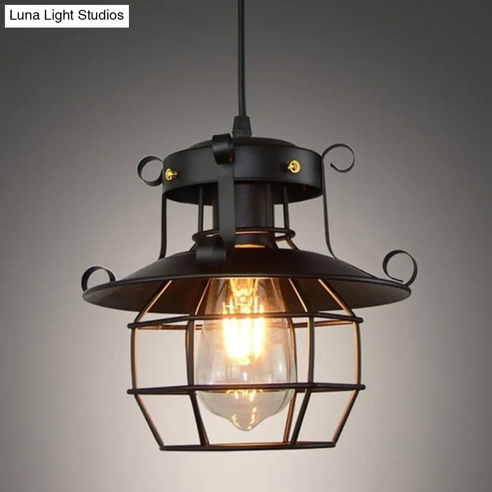 Retro Industrial Metal Cage Hanging Light - Perfect For Coffee Shops